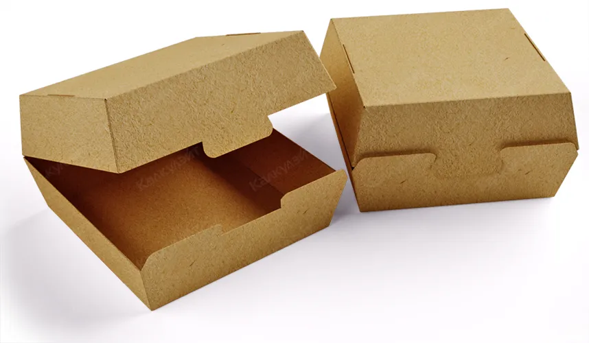 Картонная коробка для бургера 120*120*100 мм бурая