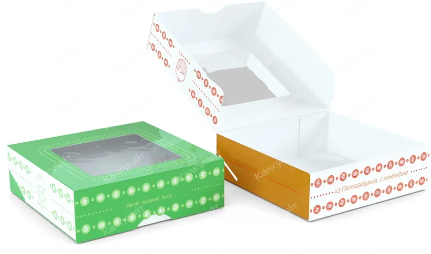 Картонная коробка для кексов 170*170*60 мм с окном
