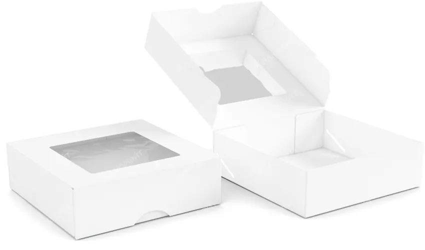 Картонная коробка для кексов 170*170*60 мм с окном белая