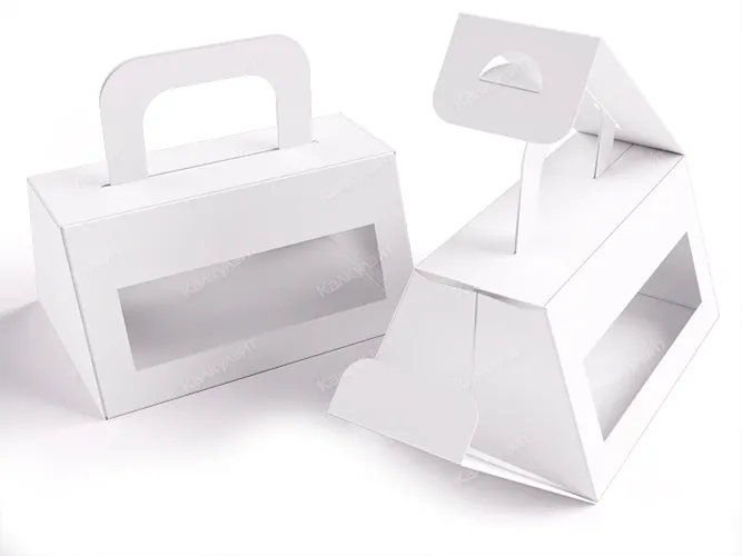 Картонная коробка для сендвича 150*100*100 мм с ручкой белая