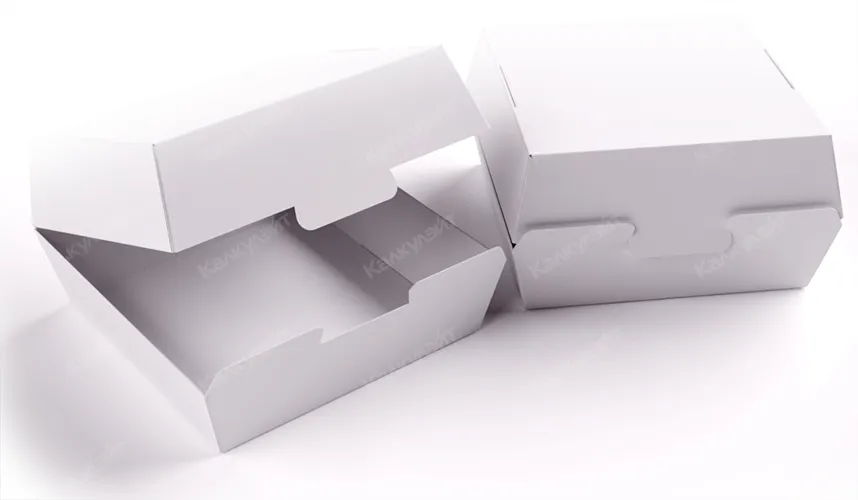Картонная коробка для бургера 120*120*100 мм белая - купить от производителя Calculate