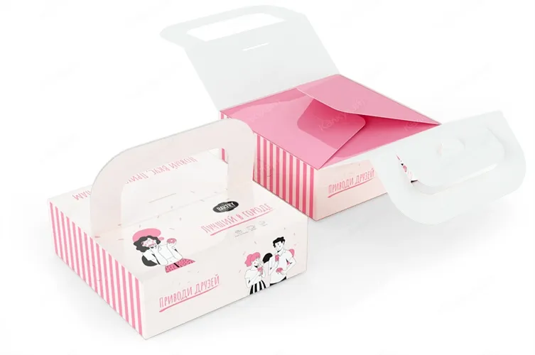 Коробка самосборная для торта конструкции "торт" с ручкой на заказ – фото