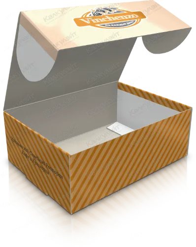 Коробка для пирожных конструкции "шкатулка"
