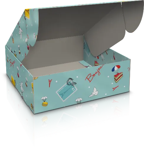 Коробка для пирожных конструкции "шкатулка самосборная"