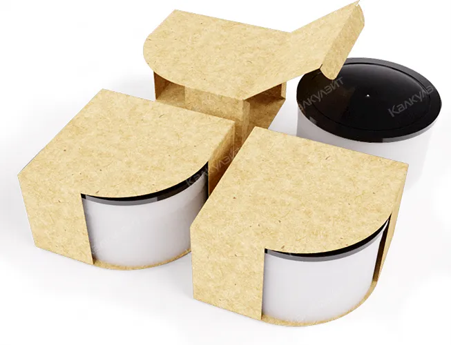 Картонная коробка для супа 120*120*100 мм бурая на заказ – фото