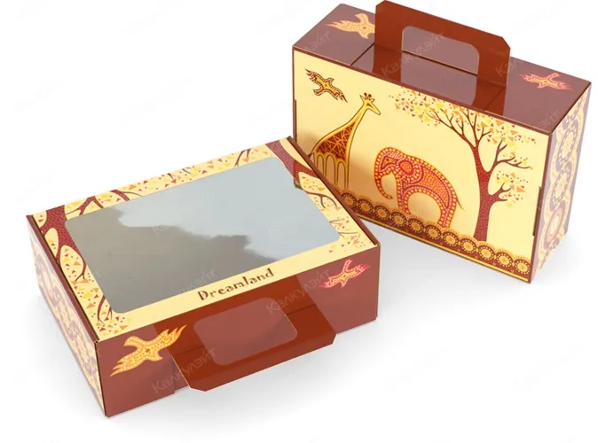 Коробка для конфет конструкции "шкатулка" с ручкой на заказ – фото