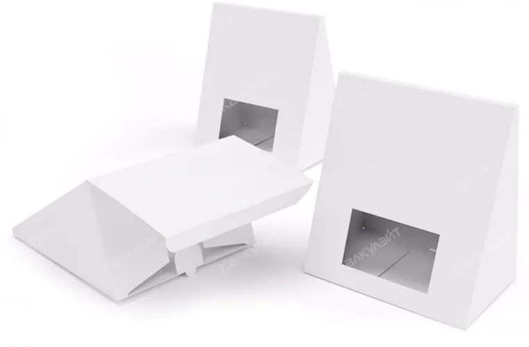 Картонная коробка для сыра моцарелла 120*70*150 мм с окном белая на заказ – фото