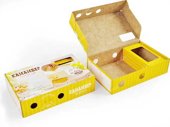 Картонная коробка для сыра камамбер 170*110*60 мм с ложементом