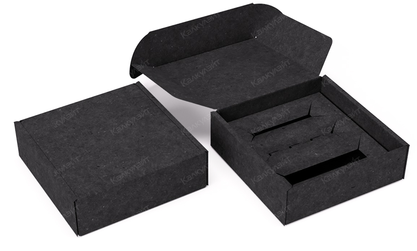 Коробка под косметический набор 150*150*40 мм с ложементом черная на заказ – фото
