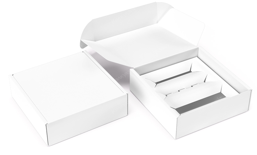 Коробка под косметический набор 150*150*40 мм с ложементом белая на заказ – фото