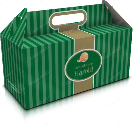Коробка для еды на вынос конструкции "пачка с ручкой" на заказ – фото