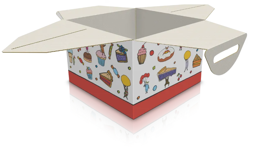 Коробка для тортов "самосборная с ручкой" 2