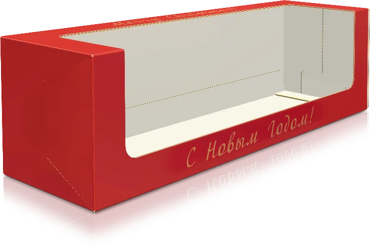 Новогодняя коробка для корпоративных подарков конструкции "пачка с окном" на заказ – фото