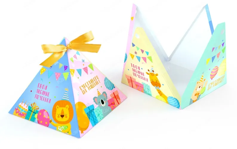 Картонная коробка для детского печенья 100*100*150 мм