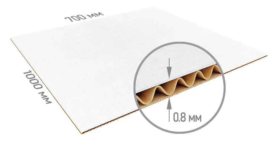Трехслойный гофрокартон 1000x700мм Т-21 бурый/белый профиль E на заказ – фото